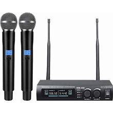 Innopow Wireless Microphone System, Dual UHF Metal Cordless Mic Set, Long Distance 150-200Ft,16 Hours Continuous, Fixed Frequency, Use For Karaoke