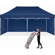 MASTERCANOPY Heavy Duty Pop-Up Canopy Tent With Sidewalls (10X20,Navy Blue)