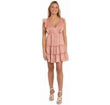 Women's R & M Richards 1Pc Washer Satin Tie Back Tiered Short Babydoll Dress Multicolor