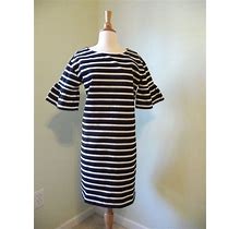 J.Crew Ruffled Bell-Sleeve Shiftn Dress In Stripe, Size S, F0160, Sold
