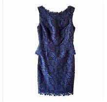 Talbots Petite Sleeveless Lace Peplum Dress Navy Blue