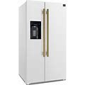 Forno Salerno 36-Inch Side-By-Side 20 Cu.Ft Refrigerator W/ External Ice & Water Dispenser In White | 70.08 H X 35.9 W X 29.76 D In | Wayfair
