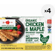 Applegate Breakfast Sausage, Organic Chicken & Maple, 4 Pack 4 X 7 Oz Boxes