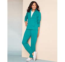 Draper's & Damon's Women's At Ease French Terry Jacket & Pant Set By D&D Lifestyle™ - Blue - 2X - Womens
