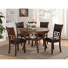 New Classic Furniture Gia 5-Piece Round Dining Set With 1 Dining Table And 4 Chairs, 47-Inch, Brown
