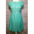 Danny & Nicole Womens Dress Lace Green Fit & Flare Lined Short Sleeve Sz 16