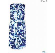 Torrid Dresses | Torrid Tie Dye Challis Button Front Self Tie Shirt Dress Stretchy Navy Torrid 00 | Color: Blue/White | Size: 0X