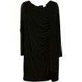 Chicos Dress, Black With Asymmetric Draping & Sheer Long Sleeves Size