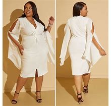 Plus Size Paneled Knotted Sheath Dress, WHITE, 34/36 - Ashley Stewart