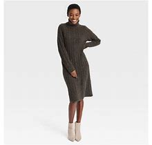 Women's Turtleneck Long Sleeve Cozy Sweater Dress - A New Day Brown XL