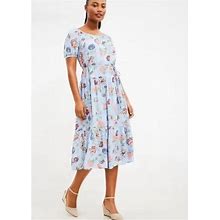 Loft Dresses | Nwt Ann Taylor Loft Floral Tie Waist Tiered Midi Dress - Sz Medium Petite | Color: Blue | Size: Mp