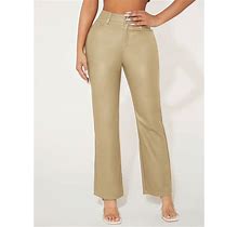 Solid Color Straight Denim Trousers,Petite S