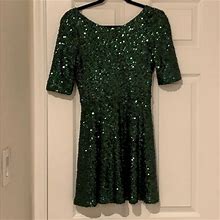 French Connection Dresses | Ice Skater-Style Sequined Holiday Dress | Color: Green | Size: 0