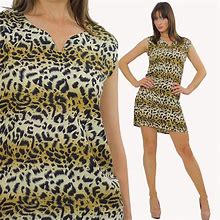 Animal Print Dress Vintage 70S 80S Leopard Mini Dress Ombre Party Dress M Medium