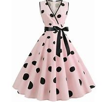 Peaskjp Womens Dresses Plus Size Womens Short Sleeve Floral High Low V Neck Flowy Party Maxi Dress (Pink,L)