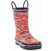 Western Chief Fire Truck Rescue Kids' Waterproof Rain Boots, Boy's, Size: 11, Med Red