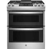 JGSS86SPSS GE 30" Slide In Gas Range With Double Oven - Stainless Steel