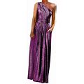 Wtxue Dresses For Women 2024, Ladies Bronzing Solid Color Slanted Shoulder Pocket Swing Dress Party Dress, Petite Dresses For Women, Dress With Pocket
