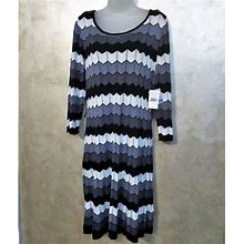 Danny & Nicole Dresses | Beautiful Chevron Stripe Sweater Dress Nwt L/Xl | Color: Black/Gray | Size: Xl