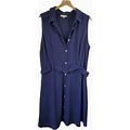 Monteau Dresses | Monteau Blue Button-Up Collared Mini Dress 2X | Color: Blue | Size: 2X
