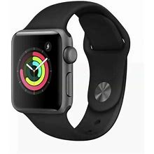 Apple Watch Series 3 38mm Space Gray Aluminum Case Black Sport Band