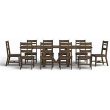 Birch Lane™ Marius 11 - Piece Extendable Pine Solid Wood Dining Set - Dining Table Sets In Brown/Green | 06A4599D37814400A40BBBBC87C0C254