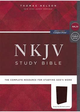 NKJV Comfort Print Study Bible, Premium Bonded Leather, Burgundy | Thomas Nelson