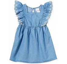 Okie Dokie Toddler & Little Girls Scalloped Sleeveless A-Line Dress | Blue | Regular 2T | Dresses A-Line Dresses | Embroidered|Scalloped