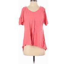 CALVIN KLEIN JEANS Casual Dress - Shift V Neck Short Sleeves: Red Dresses - Women's Size Small