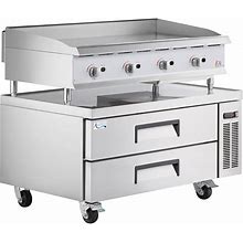 Cooking Performance Group G48 48" Gas Countertop Griddle With Manual Controls And 48", 2 Drawer Refrigerated Chef Base - 120,000 BTU