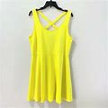 Pre-Owned H&M Women's A-Line Crisscross Yellow Slip On Summer Dress,