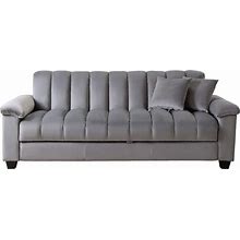 Legend Furniture Convertible Comfortable Sleeper Velvet Sofa Couch With Storage For For Living Room Bedroom Sofabed, Grey