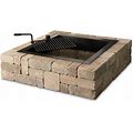 Victorian 48 in. X 12 in. Square Concrete Wood Burning Santa Fe Fire Pit Kit With Cooking Grate
