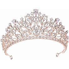 Sunshinesmile Bride Rhinestone Crystal Tiara Crown Gold Bridal Hair Accessories For Women Wedding Tiara Crown Pageant