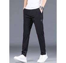 Men's Solid Color Casual Pants With Pockets,32