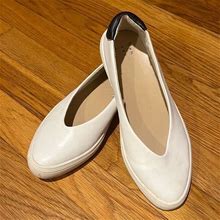 A New Day Shoes | A New Day White Rounded Point Toe Slip-Ons (6) | Color: Black/White | Size: 6
