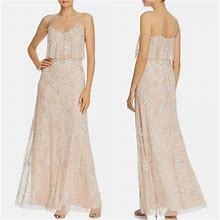 Adrianna Papell Dresses | Nwt Adrianna Pappell - Long Beaded Floral Evening Dress | Color: Pink/White | Size: Various