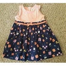Carters Stripes And Flowers Sleeveless Dress Girls Size 18 Months
