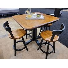 Amish Built Curly Maple Dining Table Set With 4 Swivel Chairs
