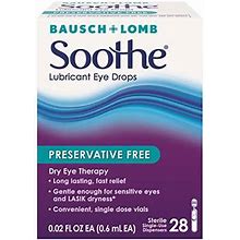 4 Pack - Bausch Lomb Soothe Preservative Free Lubricant Eye Drops 28 Each