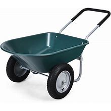 2 Tire Wheelbarrow Garden Cart Heavy-Duty Dolly Utility Cart - 55" X 26" X 26"(L X W X H) - Green
