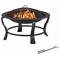 Stylewell Ashcraft 30 in. Outdoor Steel Wood Burning Black Fire Pit, Antique Bronze Finish