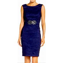 Eliza J Dresses | Eliza J Embellished Taffeta Sheath Dress | Color: Blue/Silver | Size: 6
