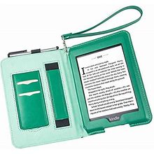 Iseesee Stand Case Fits Kindle Paperwhite 10th Generation 2018 Only Water-Safe Fabric Cover PU Leather Holding Smart Cover With Auto Wake/Sleep Green