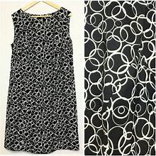 Dressbarn Dresses | Dress Barn Sleeveless Circle Print Shift Dress | Color: Black/White | Size: 16W