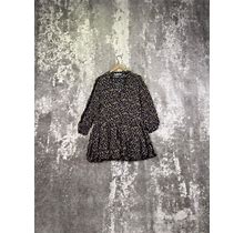 Zara Leopard Print Long Sleeve Tiered Fit & Flare Dress Size S Small