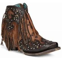 Corral Women's Fringed And Studded With Overlay Snip Toe Western Boots