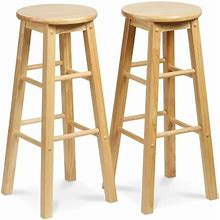 Pj Wood Classic Round-Seat 29 Inch Kitchen Bar Stools, Natural, Set Of 2