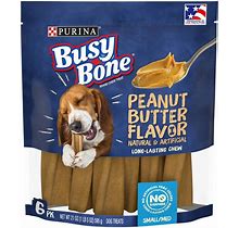 Purina Busy Bone Peanut Butter Flavor Small Medium Long Lasting Chewy Dog Treats - 6Ct