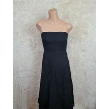 J.Crew Women's Size 2P Strapless A-Line Dress Black Crepe Lined Cotton